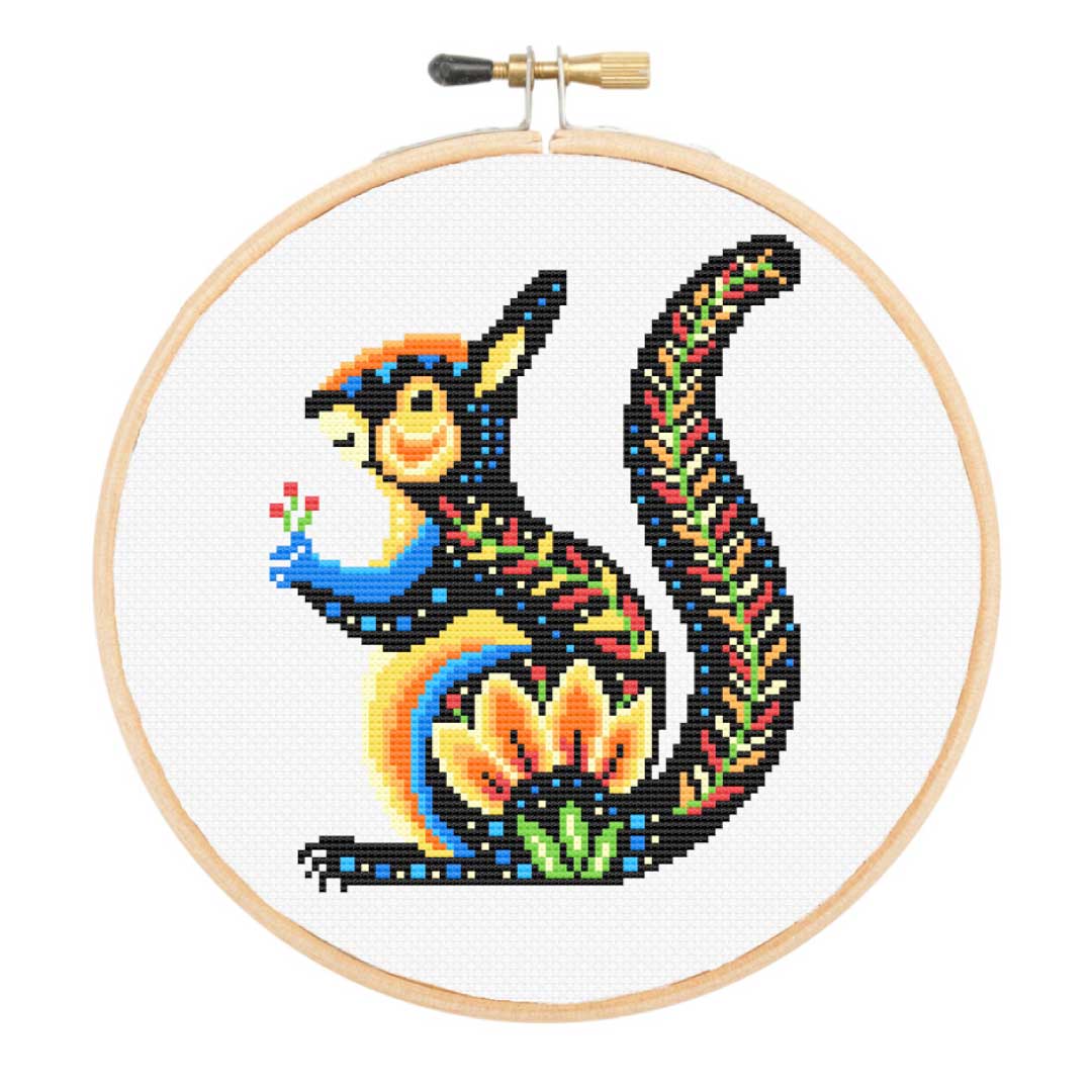 Scandi squirrel cross stitch kit