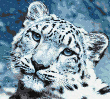Snow leopard face (v2) cross stitch kit