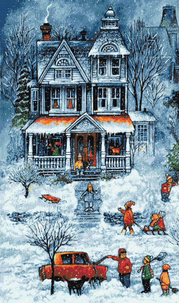 Snowy street No1 (v2) counted cross stitch kit