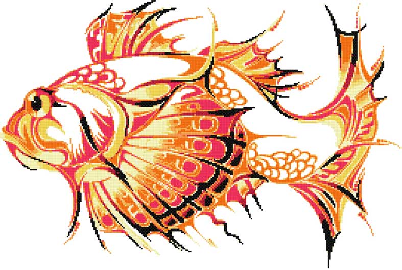 Kit de point de croix Poisson tribal (v2)