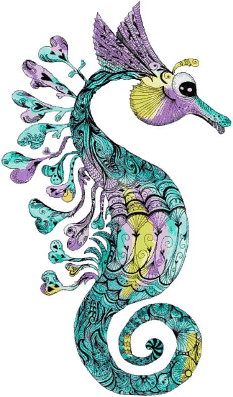 Watercolor seahorse (v2) cross stitch kit