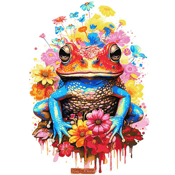 Watercolour frog cross stitch kit