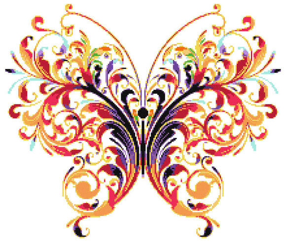 Aquarell-Schmetterling (v2) Kreuzstich-Set