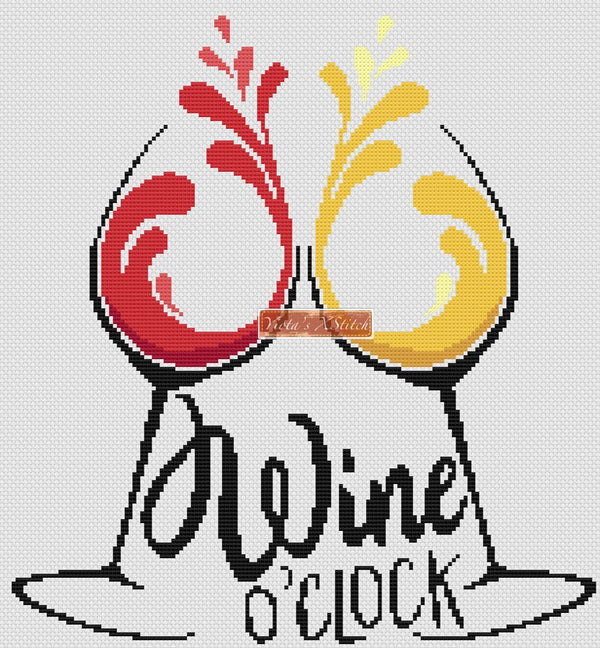 Wine o'clock modern cross stitch kit - 1