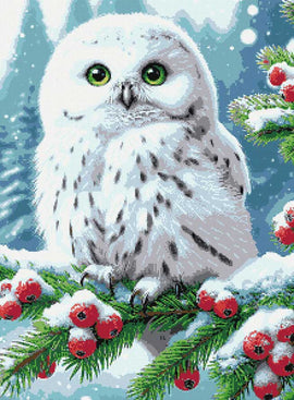 Winter snowy owl cross stitch kit