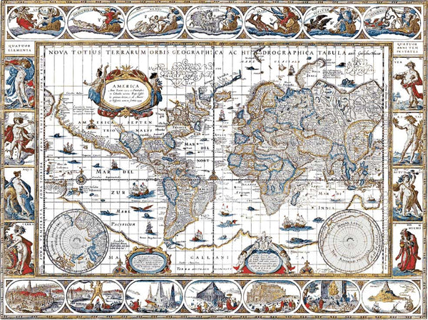 World map Willem Blaeu (v2) cross stitch kit - 1