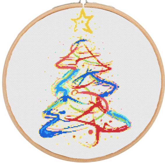 Kit de point de croix moderne « Sapin de Noël abstrait » n° 5