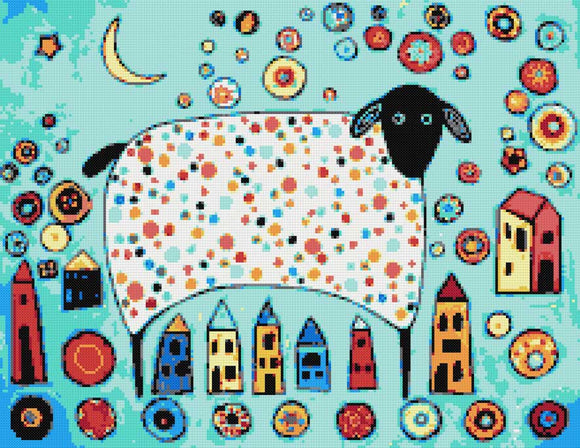 Abstraktes Schaf-Kreuzstichset