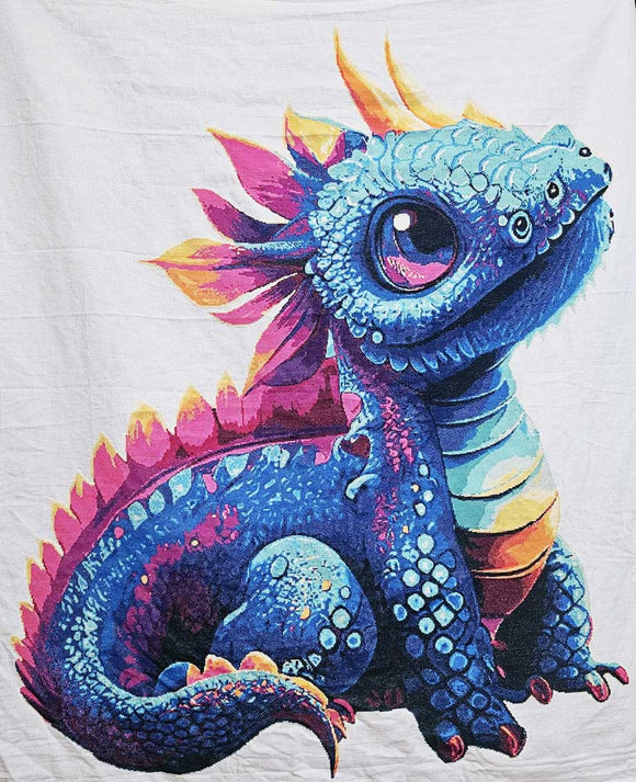 Blue baby dragon modern cross stitch kit