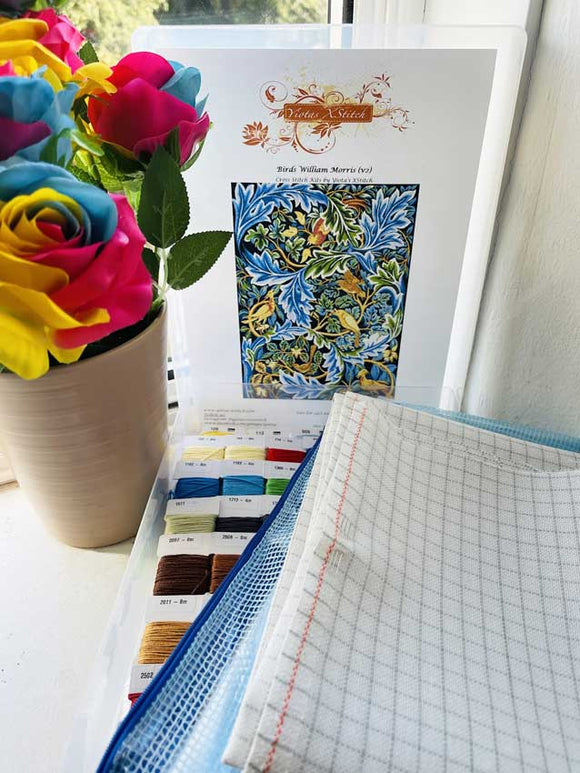 Birds William Morris (v2) full coverage cross stitch kit