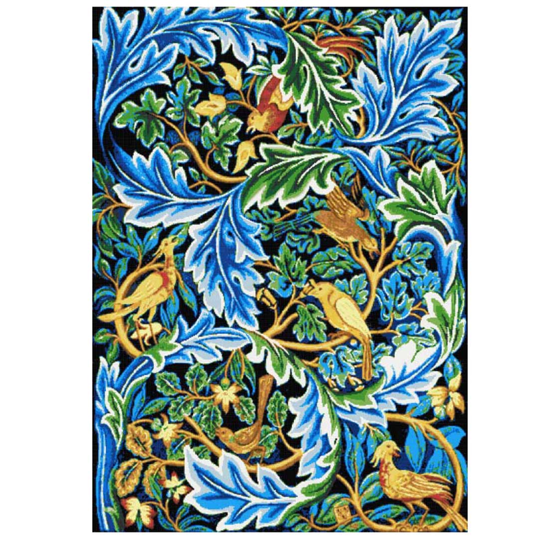 Birds William Morris (v2) full coverage cross stitch kit