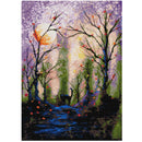 Modernes Kreuzstich-Set mit schwarzer Katze im Wald-1