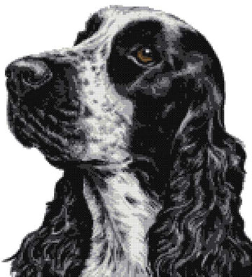 Blue roan cocker spaniel v2 cross stitch kit