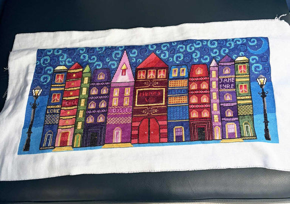 Book village (v2) modern cross stitch kit