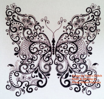 Kit de point de croix papillon en noir et blanc