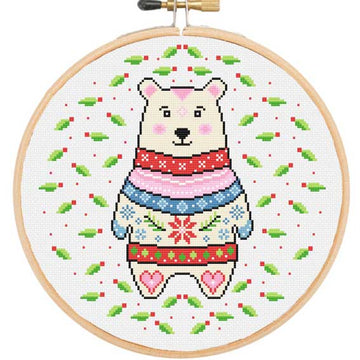 Christmas polar bear cross stitch kit
