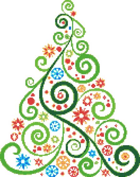 Kit de point de croix abstrait sapin de Noël n°4