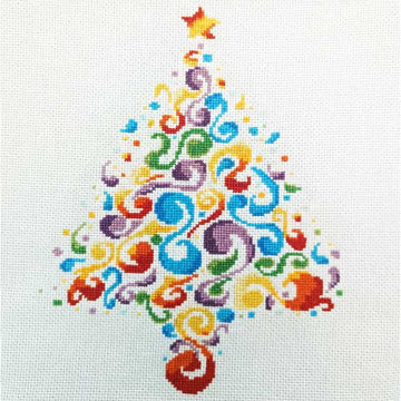 Rainbow Christmas tree cross stitch kit