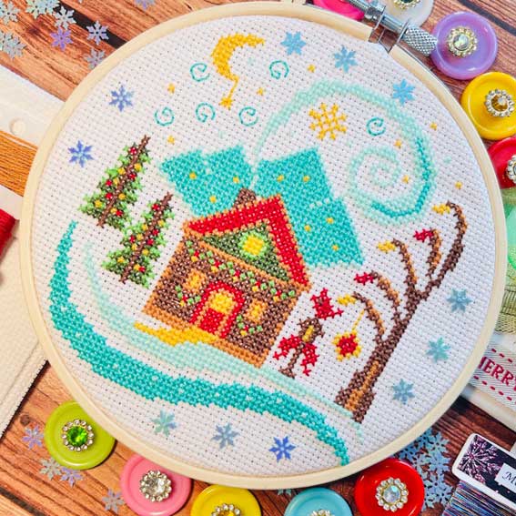 Winter cottage bi-monthly subscription cross stitch box