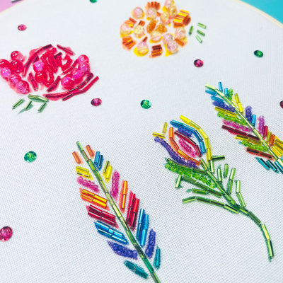 Flowers embroidery bead kit