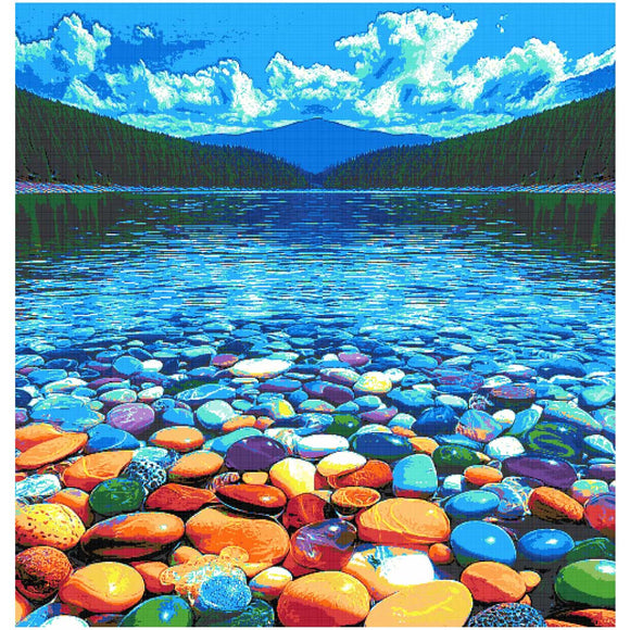 Colourful lake cross stitch kit