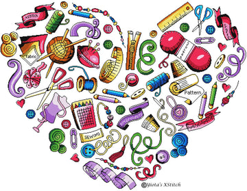 Kit de point de croix moderne en forme de cœur artisanal