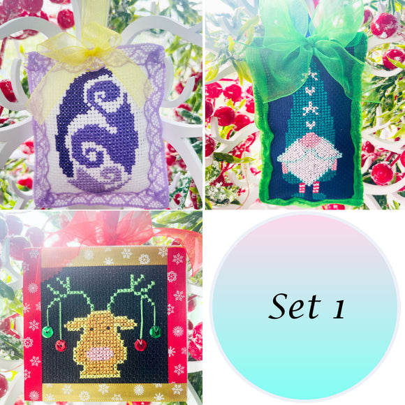 Weihnachtskugel-Sets, Kreuzstich-Sets, Ornamente