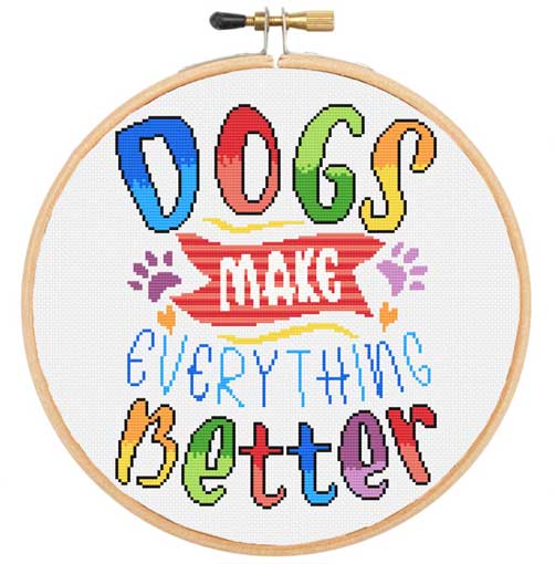 Kreuzstich-Set „Hunde machen alles besser“