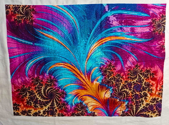 Grand kit de point de croix fractal en plumes