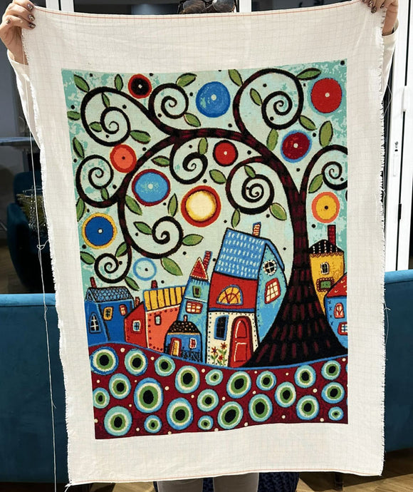 Kleines Dorf, modernes großes Kreuzstich-Set