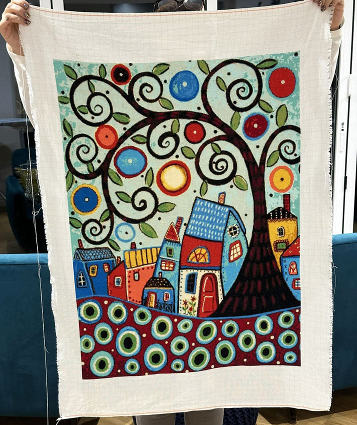Small village modern large cross stitch kit