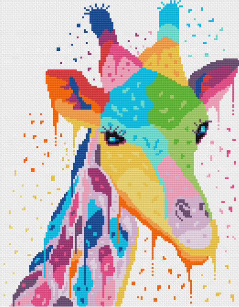 Watercolor giraffe cross stitch kit