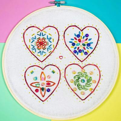 Hearts embroidery bead kit