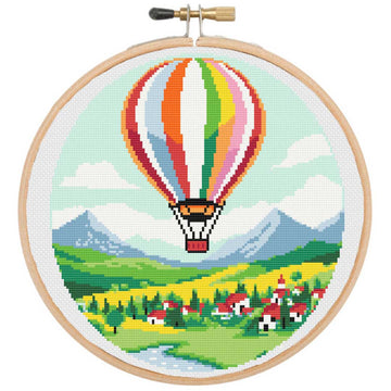 Hot air balloon cross stitch kit