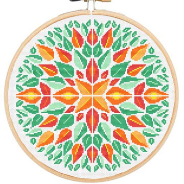 Leaf Mandala modern cross stitch kit