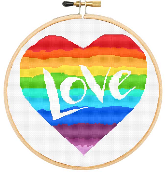 Love heart cross stitch kit