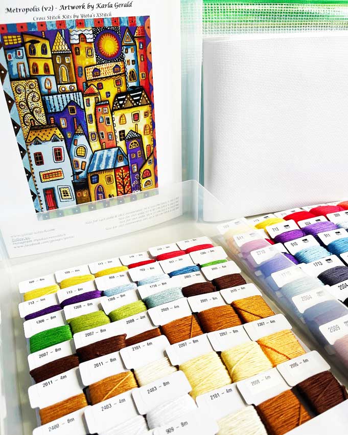 Metropolis (v2) large full coverage cross stitch kit