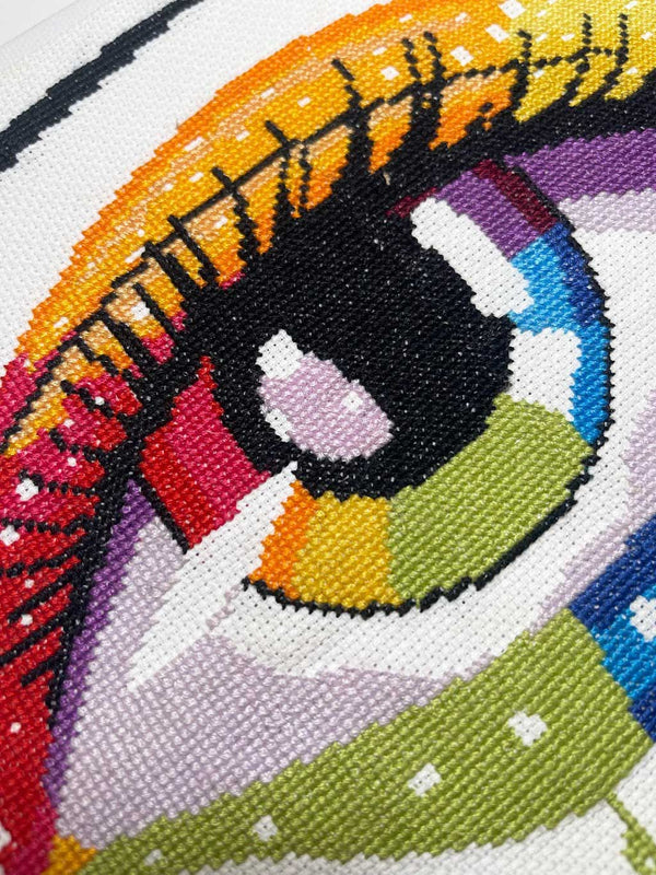 Rainbow abstract eye modern cross stitch kit - 2