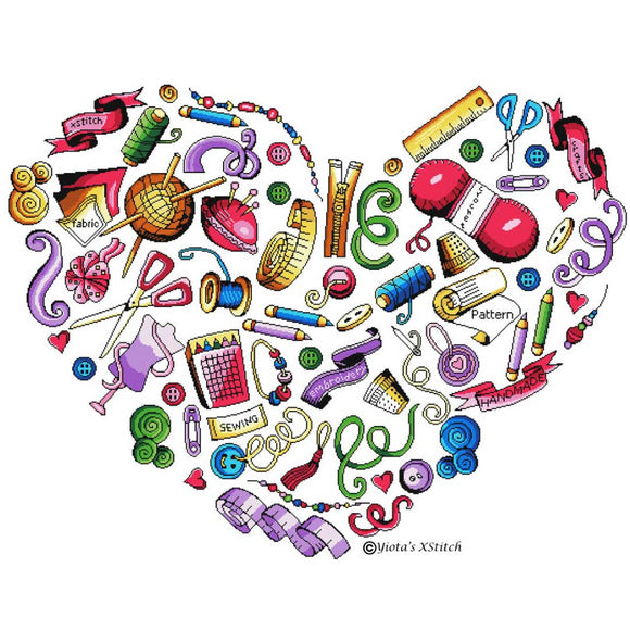 Modern cross stitch kits crafts heart