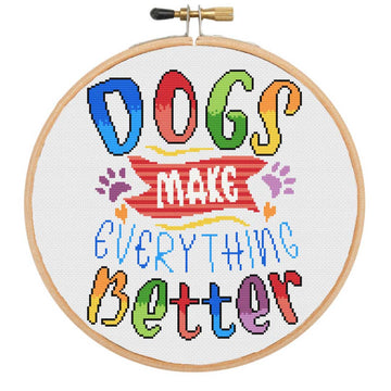 Modern cross stitch kits dogs make everything better