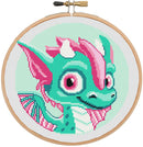 Modern cross stitch kits turquiose dragon