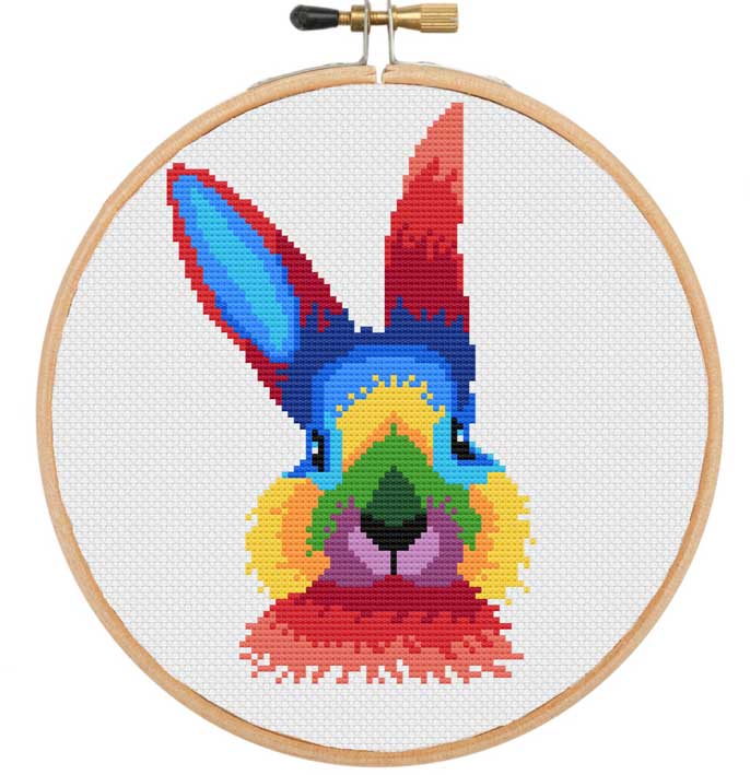 Modern rabbit cross stitch kit