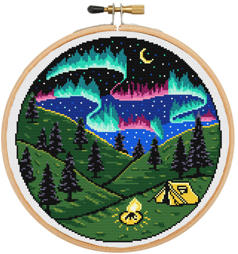 Northern lights modern cross stitch kit