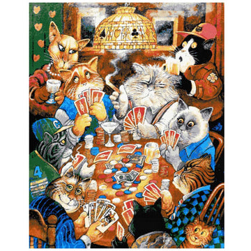 Poker cats (v2) full coverage cross stitch kit