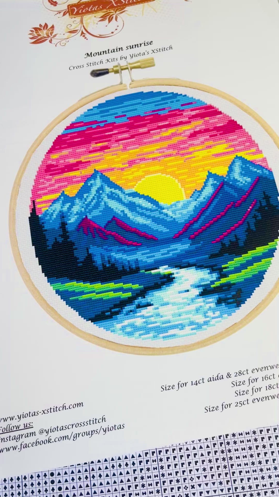 Mountain sunrise modern cross stitch kit-3