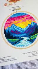 Kit de point de croix moderne « Lever de soleil sur la montagne »-3