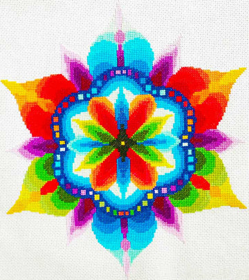 Kit de point de croix moderne Mandala arc-en-ciel n°2