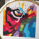 Rainbow close up tiger (v2) modern cross stitch kit-2