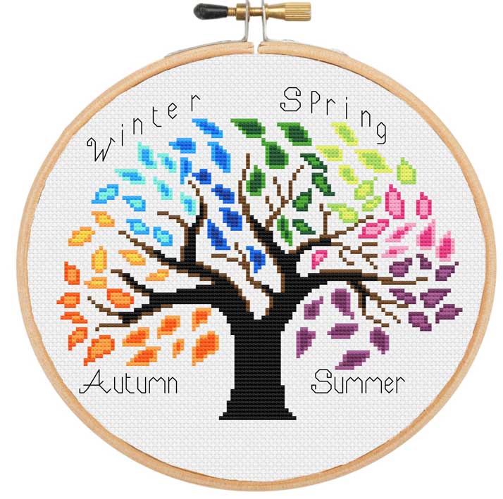 season tree modern cross stitch kit