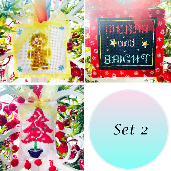 Weihnachtskugel-Sets, Kreuzstich-Sets, Ornamente